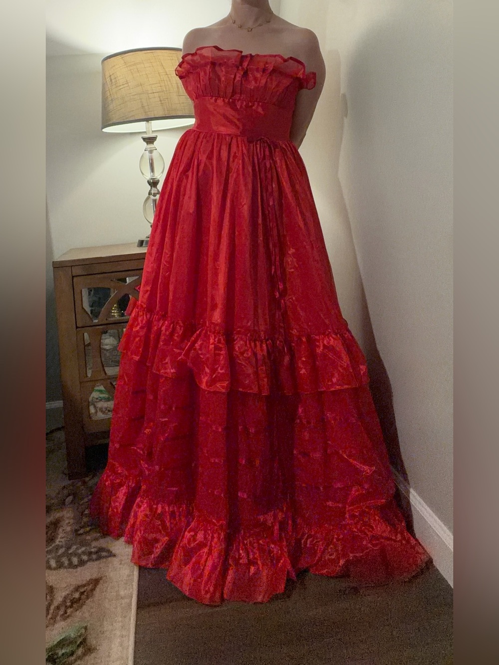 VTG 80’s Fashions by Alfredo Angelo Ruffled Formal Prom Dress Full Length